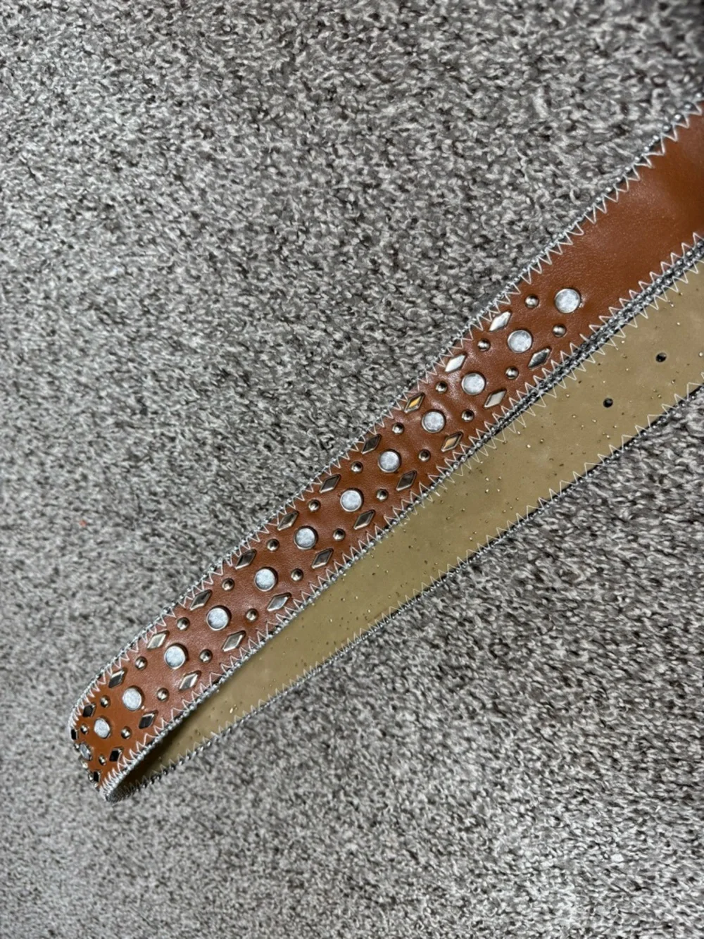 Wide Western Studded Belt Rhinestone Buckle Boho Festival Womens M / L